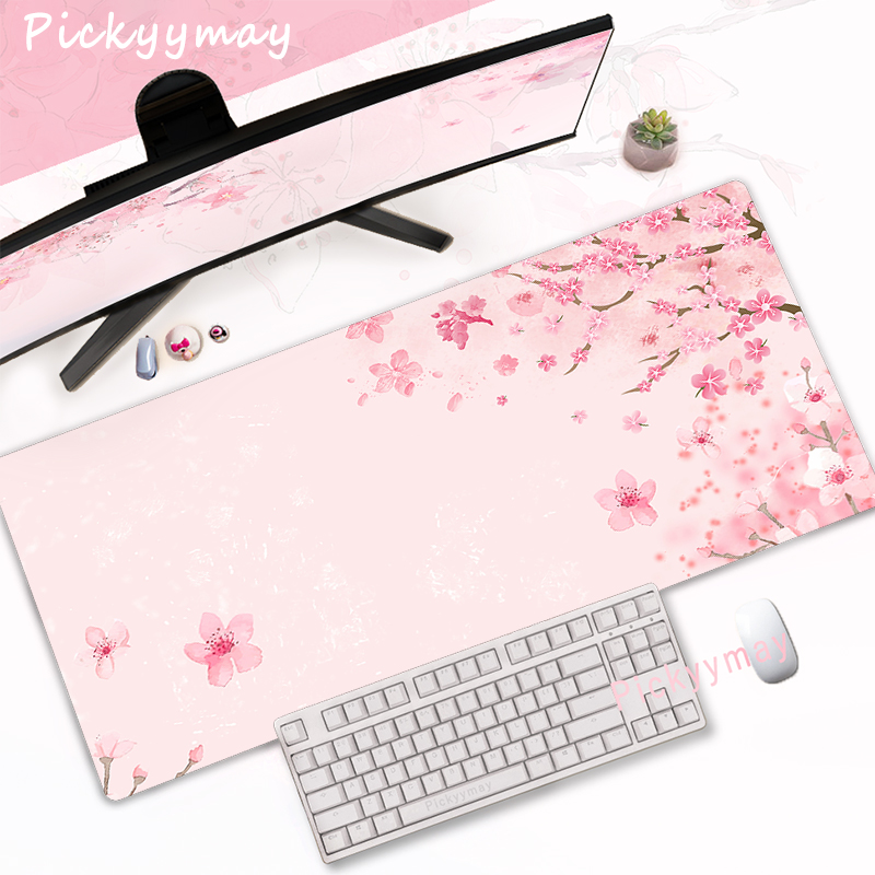Office Desk Tech Accessories - أزهار الكرز الوردي لوحة الماوس طاولة