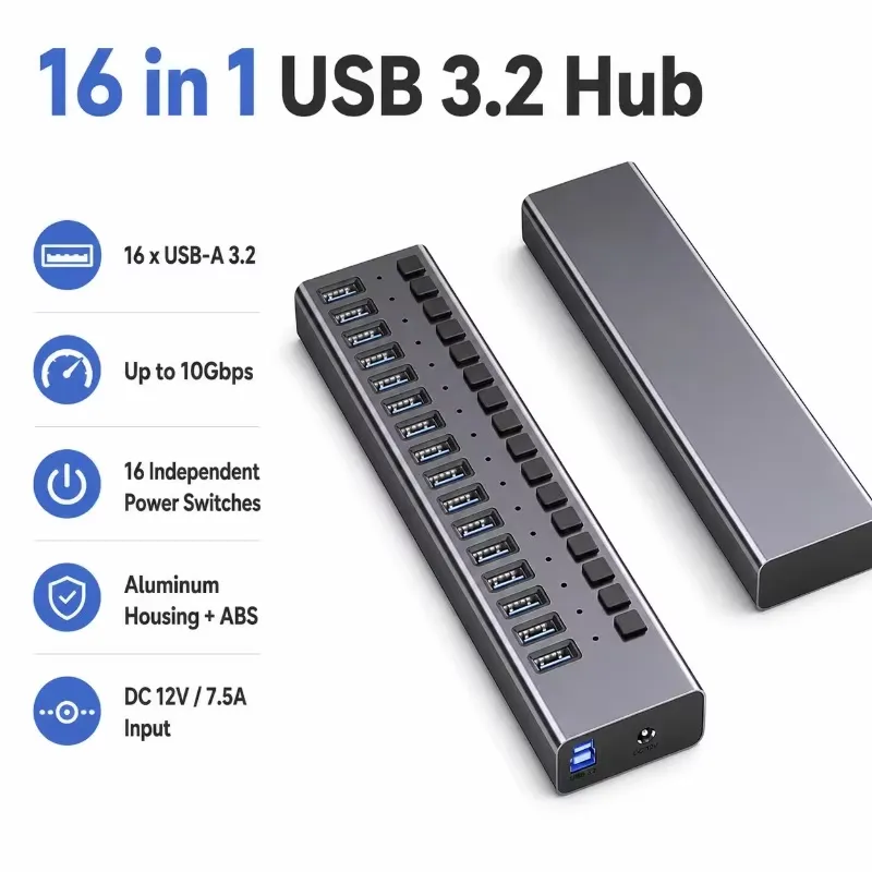 موزع USB 3.2 Gen2 بـ 16 منفذ م - مراجعة Multi Port Usb Hub وسعره