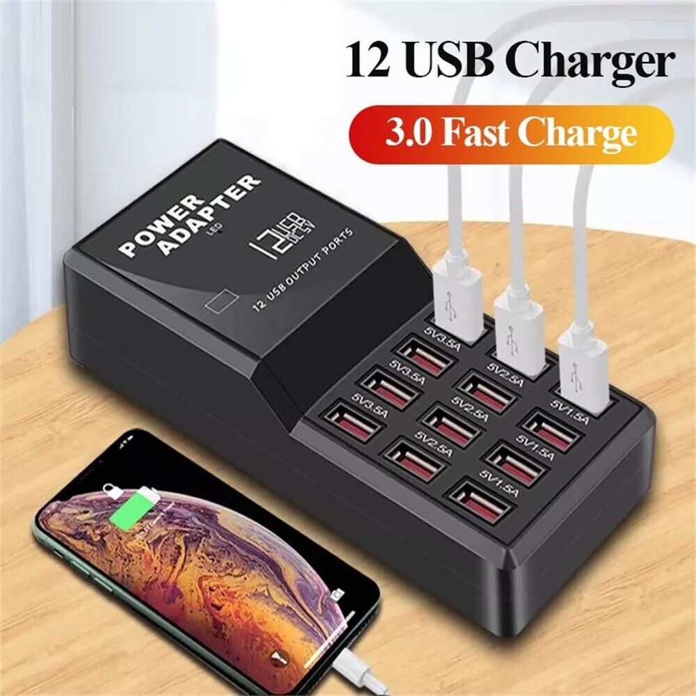 محطة شحن متعددة المنافذ بـ 12  - مراجعة Multi Port Usb Hub وسعره