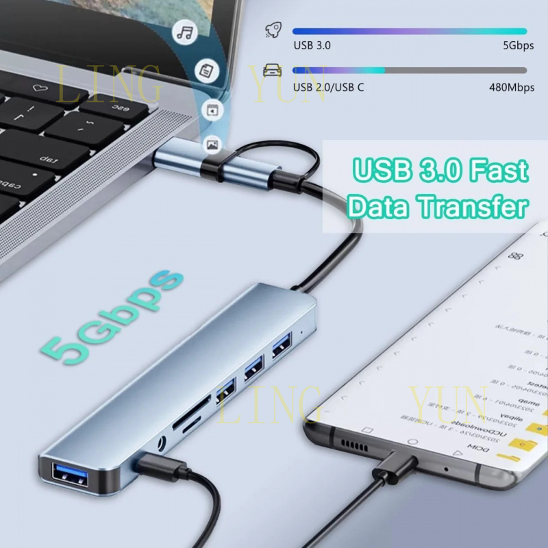 موزع USB نوع C متعدد المنافذ م - مراجعة Multi Port Usb Hub وسعره
